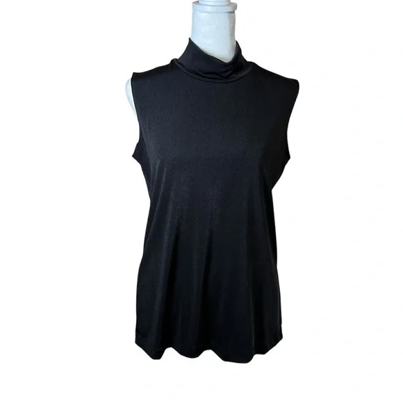 VTG Y2K Carolyn Strauss Slinky Knit Basic Black Minimalist Sleeveless Top USA S - Picture 1 of 8